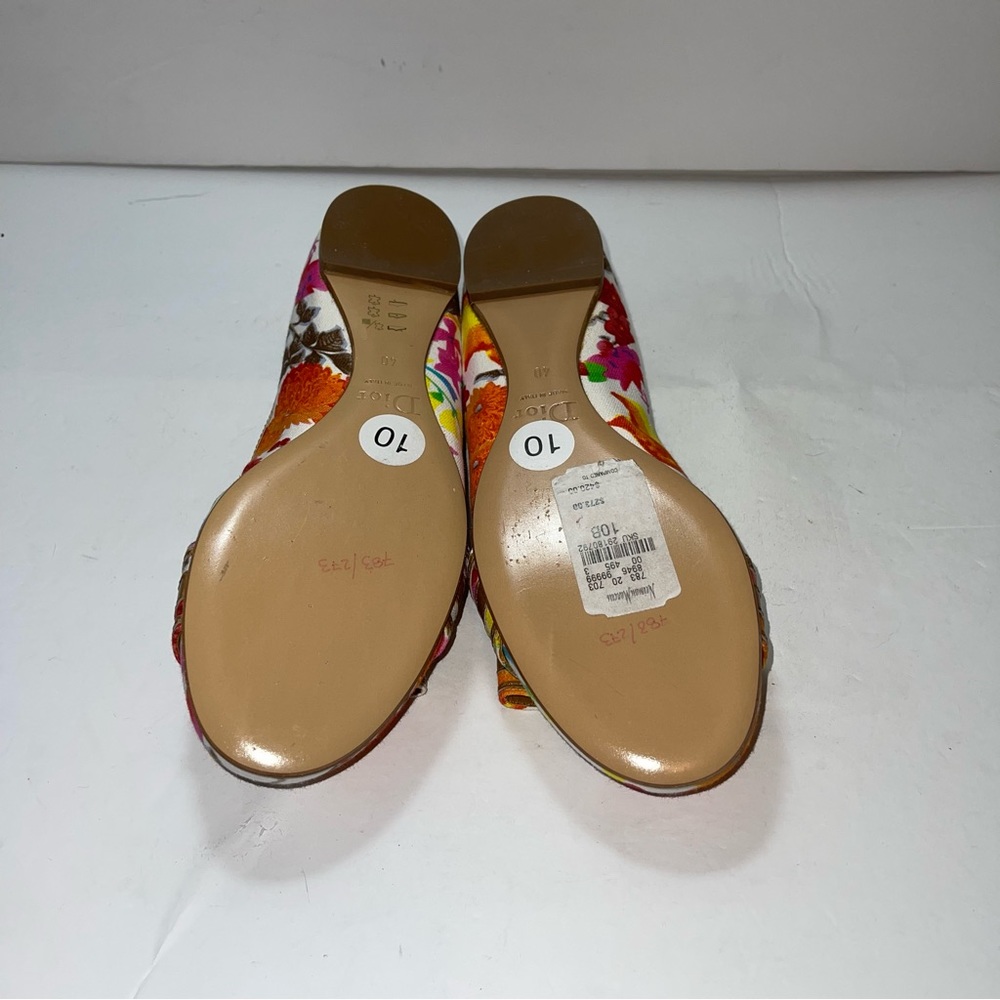 Dior Floral Print Flats - Orange and White - Picture 10 of 10